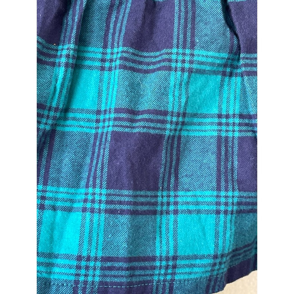 Cat & Jack Infant Blue/Green Plaid Flannel Ruffle Neck Dress - Picture 6 of 10